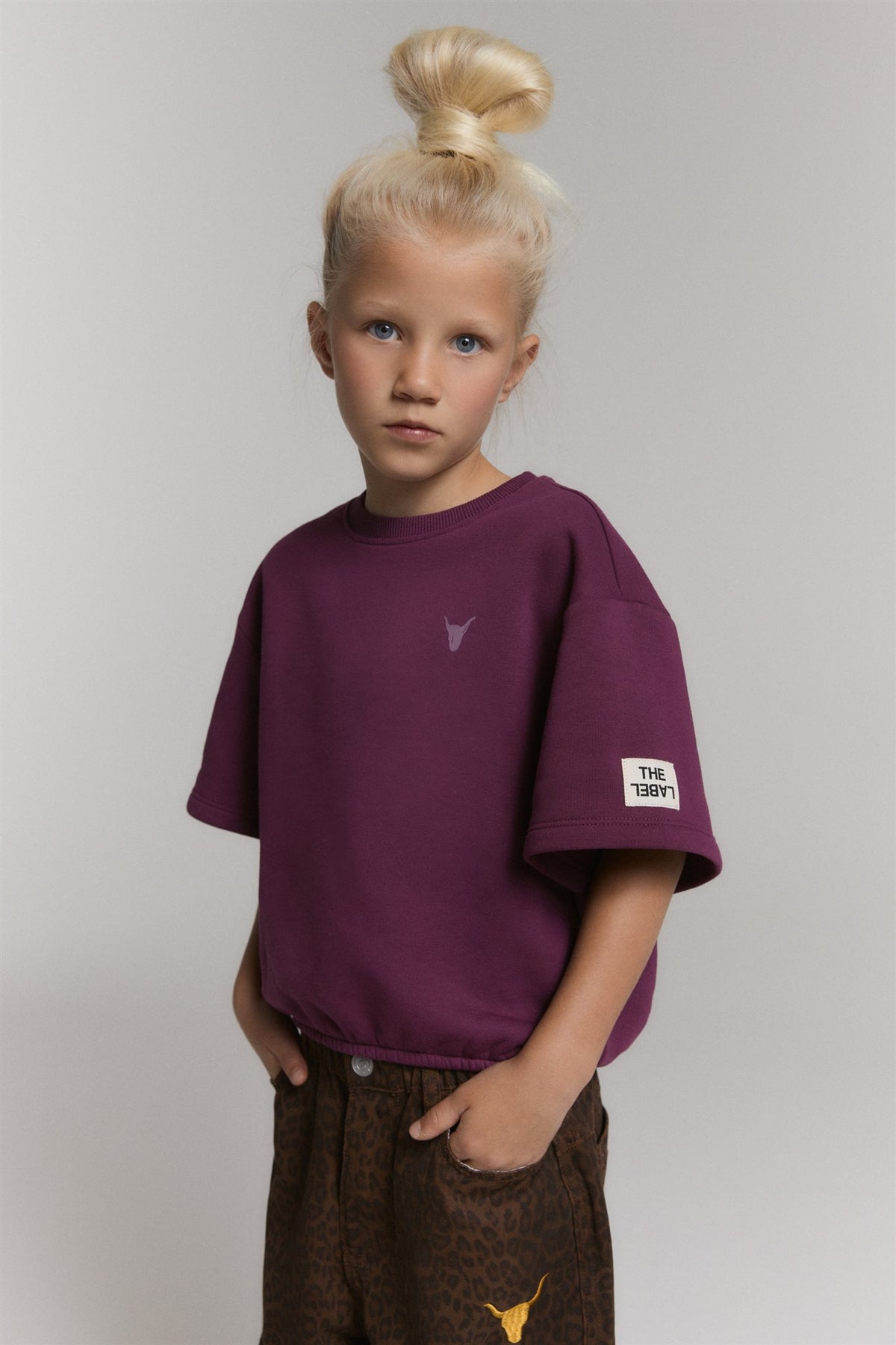 kids knitted cropped T-shirt