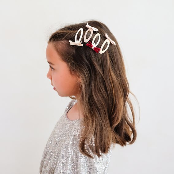 SKINNY VELVET BOW HAIR CLIPS